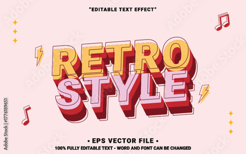 Retro Style editable text effect vector with vintage style  for title or advertising social media in a orange background