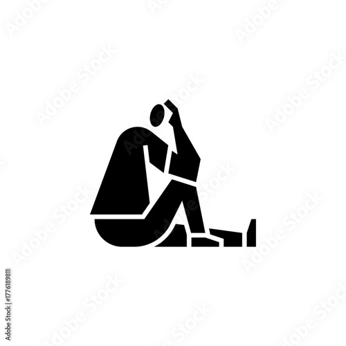 sad gesture glyph icon. regret gesture illustration.