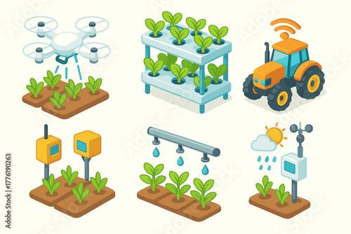 Smart farming: drone, hydroponics, automated tractor, sensors, irrigation technology