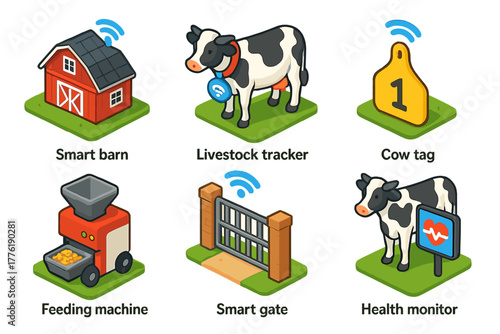 Smart farm technology: livestock tracker, cow tag, smart barn, feeding machine, health monitor