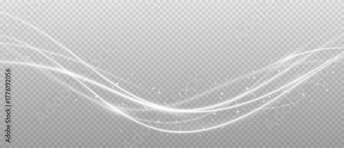 White magic light swirl. Christmas light swirl PNG. Bright shiny spiral effect for overlay.