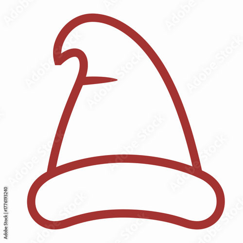 Red Santa Claus hat outline with white brim – Perfect for Christmas design, holiday crafts, or seasonal branding.