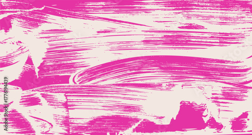 Brush stroke texture background with rough pink and white contrast. Each stroke creates raw artistic motion and expressive abstract surface. Modern grunge art vector illustration.
