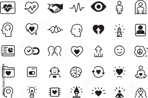 Psychology icon set. Outline Icon Collection. Vector illustration. Editable stroke