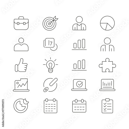 Compliance line editable icon set. Contain icons related to compliance, regulatory, governance, corporate, transparency, regulations and more. Containing market, growth, sales, trends Vector.