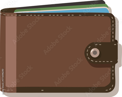 A closed brown leather wallet with several cards inside it