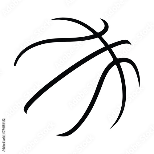 Simple black lines basketball hoops on a white background