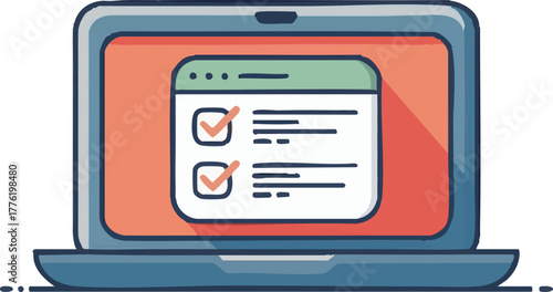 Laptop displaying a webpage with checkboxes and completed tasks shown