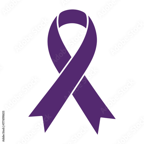 A simple bold purple awareness ribbon symbolizing support for various causes and campaigns