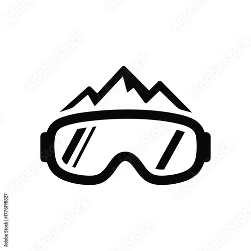 Iconic black and white mountain ski goggles symbol representing winter sports and outdoor adventure activities