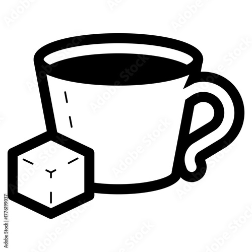 coffee cup drink with sugar cube icon