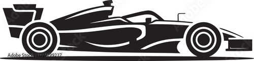 High Speed Formula One Race Car Side View Black Silhouette Vector Illustration Graphic Art
