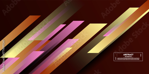 Abstract dark background with orange and pink geometric pattern design. Simple overlapping arrows. EPS10 vector.