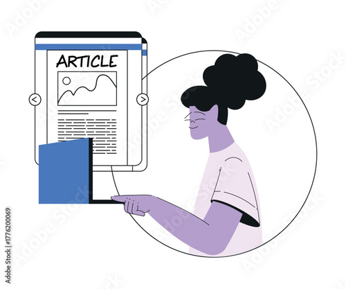 Woman Work with Text Editing and Writing Article on Laptop Vector Illustration
