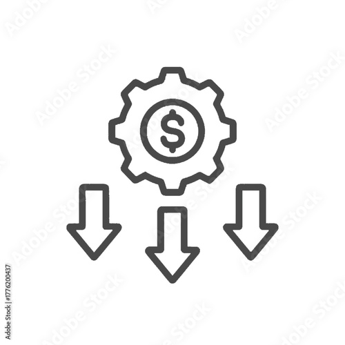 Cost reduction line icon for financial optimization and expense management process