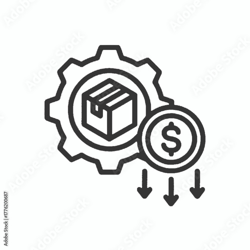 Streamlined Production Process Icon Efficient Manufacturing and Cost Reduction Symbol