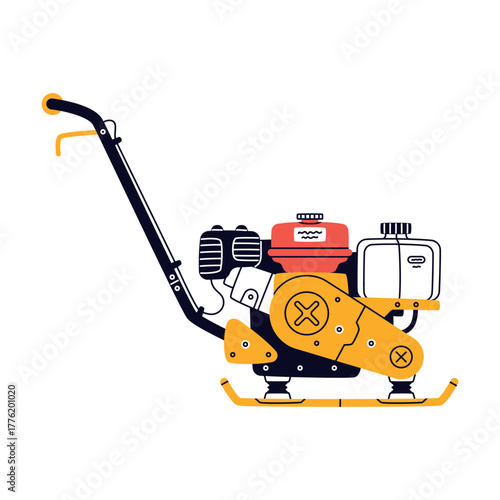Vibrating Board as Petrol Hand Tool and Equipment for Repair Work Vector Illustration