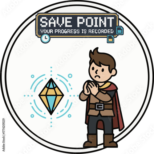 RPG_Save_Point_Crystal_Hero_-_ミニマリストRPGのセーブポイントと冒険者