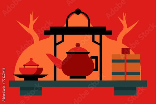 Asian Tea Ceremony Background Design
