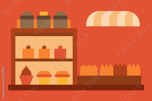 Bakery Shelf Display Food Background