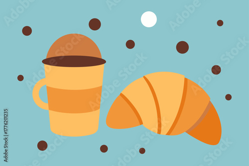 Coffee And Croissant Morning Background
