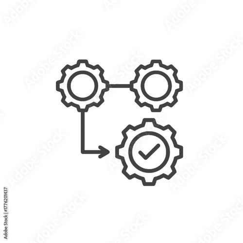 Workflow automation and successful process completion line icon. Illustrating streamlined system integration for efficient task management and achieved outcomes