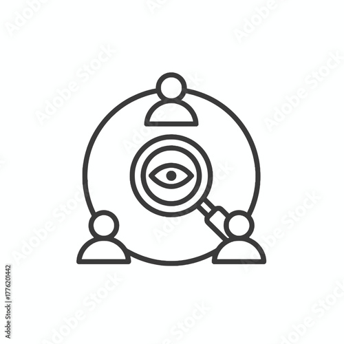 Vigilant community observation icon, effectively blending collective oversight and whisking together insights for thorough security and privacy analysis