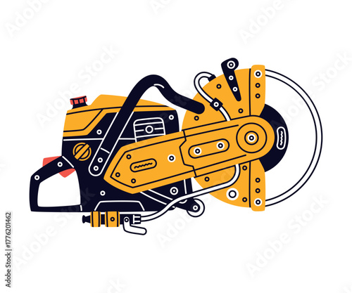 Circular Saw as Petrol Hand Tool and Equipment for Repair Work Vector Illustration