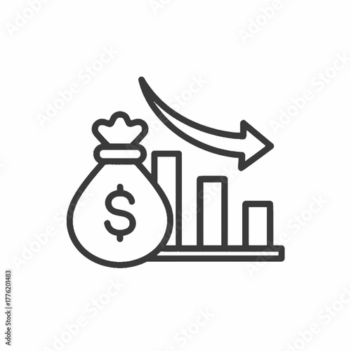 Financial Decline Icon Illustrating Economic Downturn and Decreased Profits - Whisk_7b1bbd53c43e907bde4444817e22a70ddr
