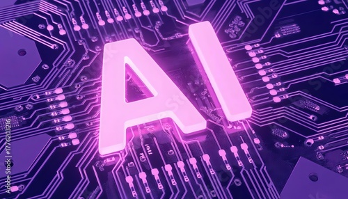 neon AI lettering on the chip
