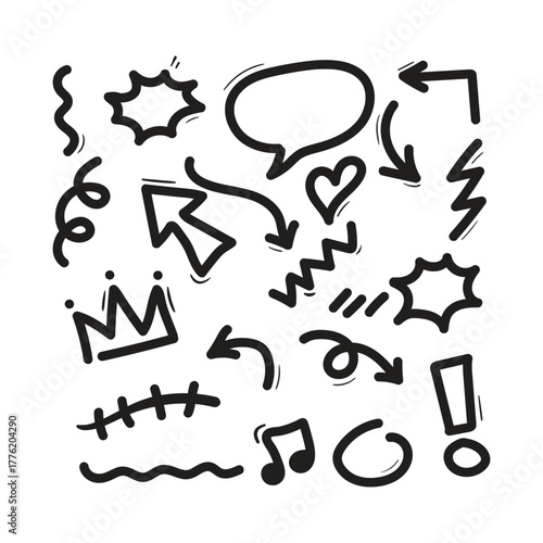 Hand drawn doodle elements for decoration needs