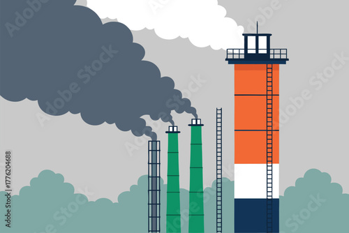 Emissions measured by a monitoring tower on a flat, remote plain.