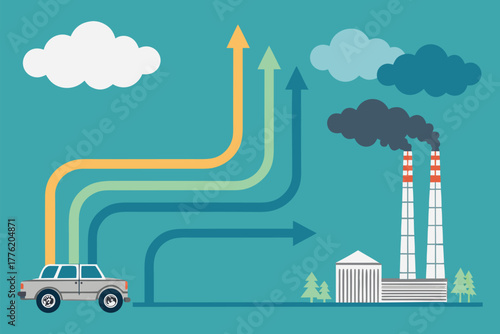 Diagram of exhaust fumes with air movement arrows.