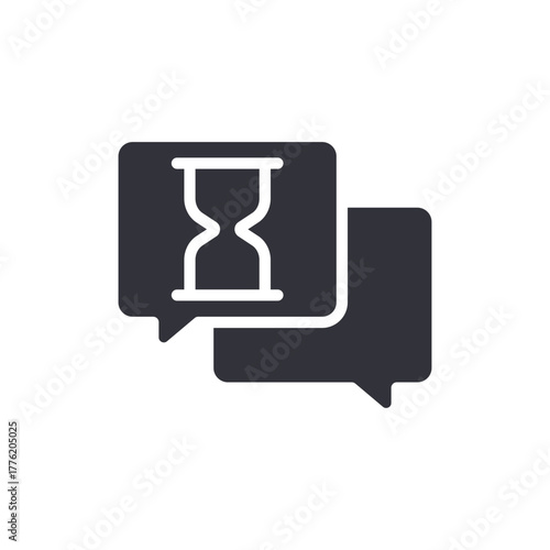 Waiting Chat Icon With Hourglass Timer Symbol