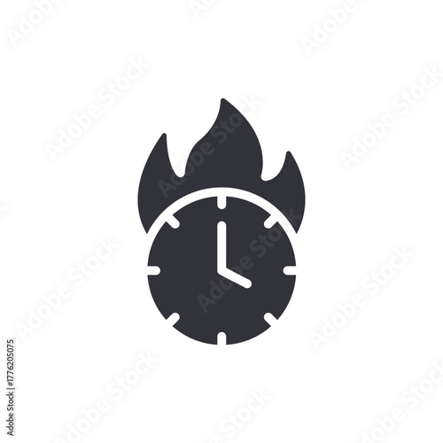 Burning Clock Icon Deadline Time Urgency Concept