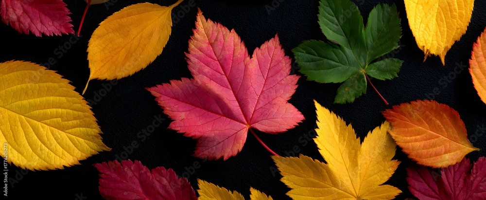 Fototapeta premium The vibrant autumn leaves dance like fiery confetti in nature’s seasonal celebration