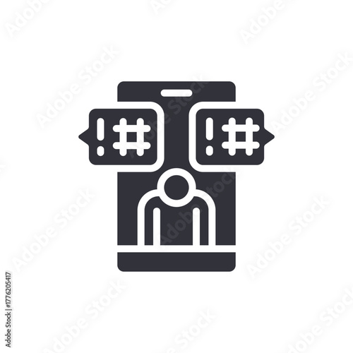 Online Harassment Bullying Through Social Media Concept Icon