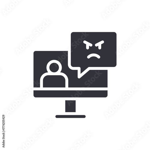 Online Anger Management Concept Solid Vector Icon