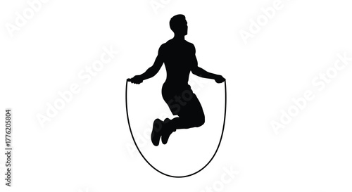Silhouette of a person jumping rope in mid air showcasing fitness and athletic movement