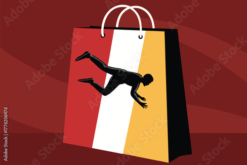 Athletic human silhouette plunges headfirst into a colossal ocean wave, capturing pure aquatic thrill and natural power.