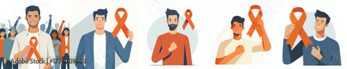 vector of a man holding an orange ribbon