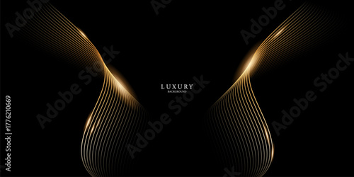 Abstract modern design black background with luxury golden elements vector illustration.