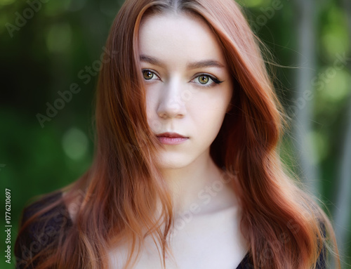 Portrait of a young woman in nature.