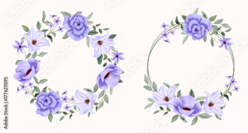 delicate soft purple floral watercolor wreath