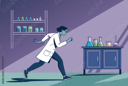 Scientist conducting chromatography experiments indoors.