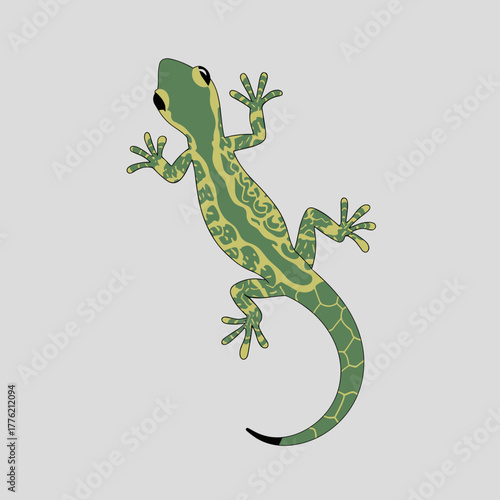 Gecko climbing wall on white background – Perfect for concept design, persistence themes, or minimalist prints.