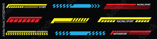 Car race stripes collection icon vector. Speed line stickers, motorsport symbol. vector illustration.