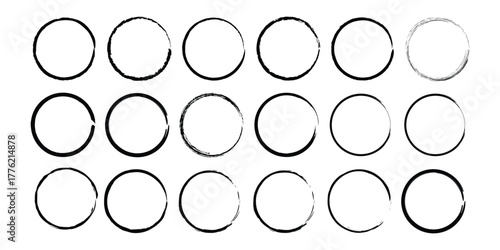 Collection of Abstract Circular Brush Stroke Elements icon vector. Artistic Ink Swirls and Paint Shapes symbol. vector illustration.