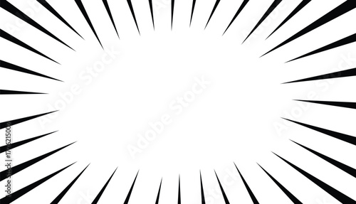 Radial Comic Burst Background Set. Black and White Sunburst Explosion symbol. vector illustration.
