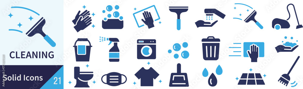 Obraz premium ベクターの清掃に関するシルエットアイコンセット